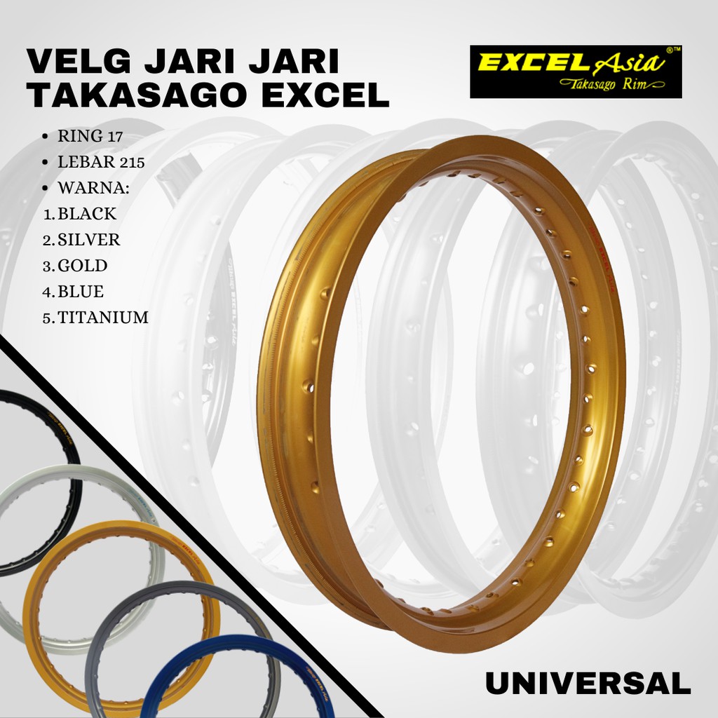 Velg pelek takasago excel asia 215 ring 17 GOLD