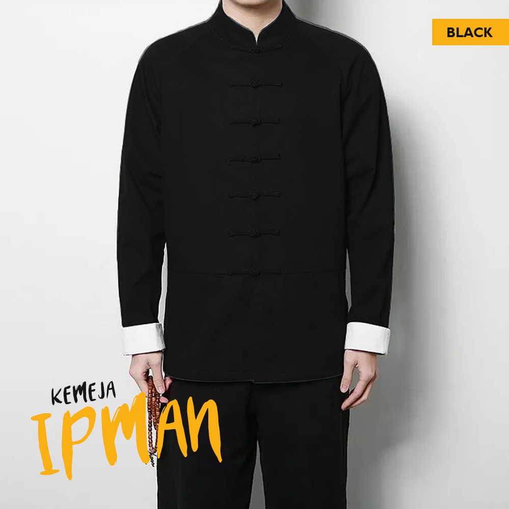 HipNop HEM IPMAN PRIA KEMEJA IMLEK COWO COWOK BAHAN KATUN STRETCH CASUAL WARNA MAROON PUTIH HITAM