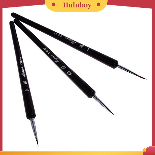 Huluboy Huluboy♡ 3pcs / Set Brush Pen Dotting Untuk Menggambar / Melukis Kutek UV Gel