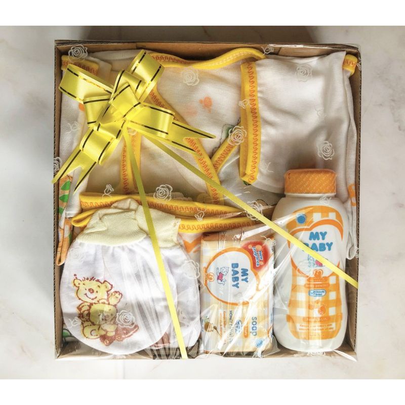Paket hampers set hadiah sambang anak bayi baby newborn baru lahir cewek atau cowok / unisex-Utama kuning