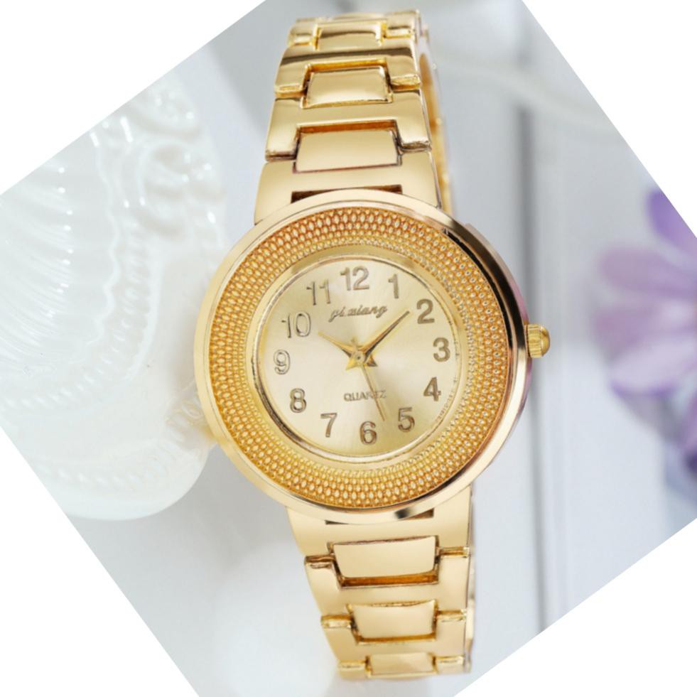 JAM TANGAN WANITA IMPORT STAINLESS GOLD PESTA LEEDS JAM082G1 MURAH KOREA BRANDED PREMIUM BATAM MEWAH