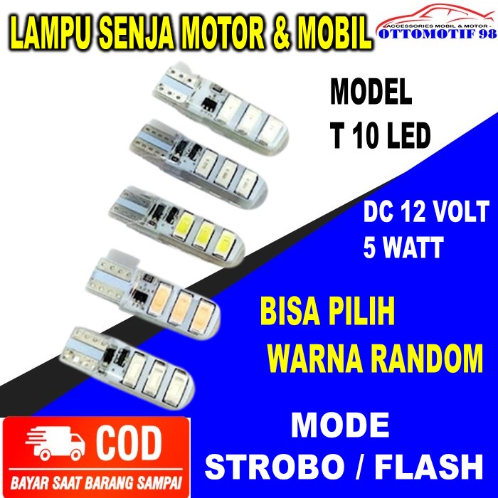 Bolham Lampu Lapu Utama Senja Malam Sen Sein Rem LED T10 Canbus Jelly 6 Mata Flaash Kedip Variasi Fa