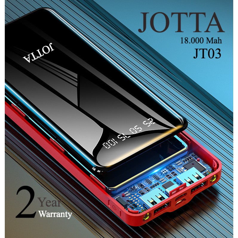 Powerbank JOTTA JT03 Model Slim kapasitas 18.000 Mah Original Garansi 2 Tahun.