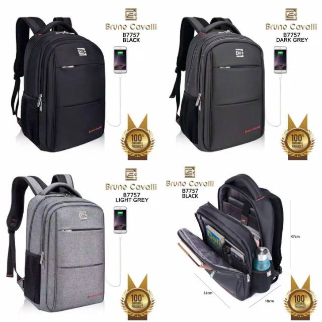  Tas  Ransel Laptop Pria Bruno Cavalli Original Backpack 
