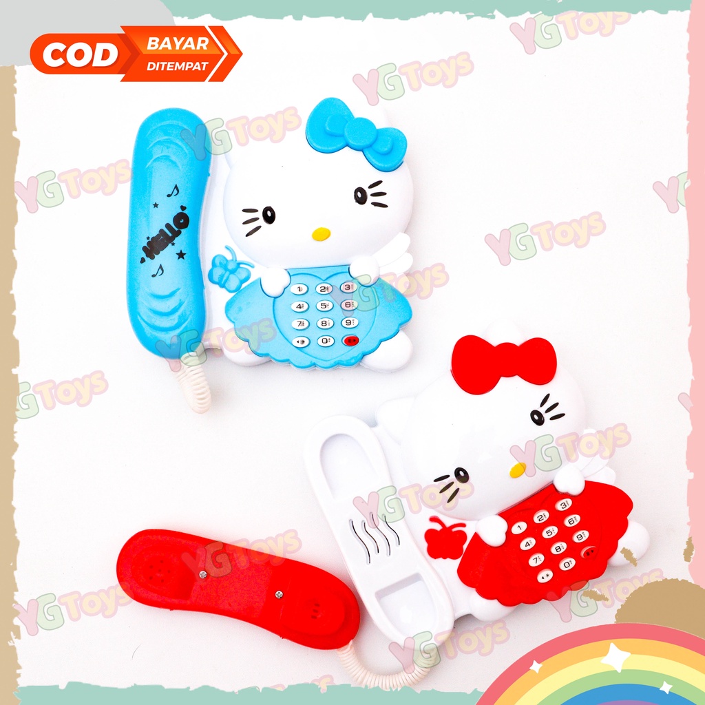 YGtoys Mainan Telepon Anak Perempuan Cewek Karakter Hello Kitty Mainan Musik Music Phone