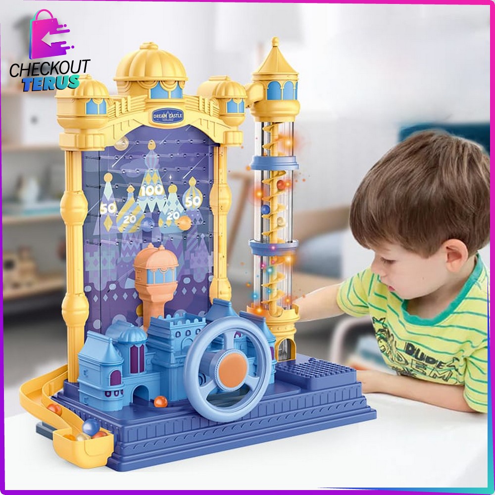 CT M218 Mainan Anak Ball Catching Games Pin Ball Board Games Castle Adventure Permainan Meja Pinball Menangkap Bola