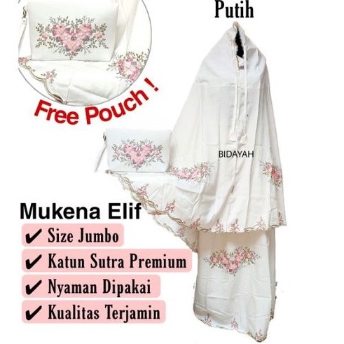 [ GRATIS TAS ] Mukena Bordir Elif - Putih | Mukena Putih Bordir