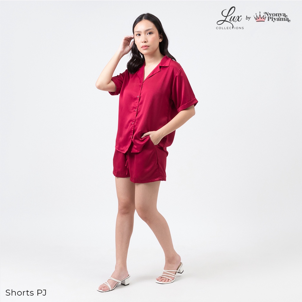 Lux Nyonya Piyama Maxmara Set Piyama (Ruby)-Shorts Pj