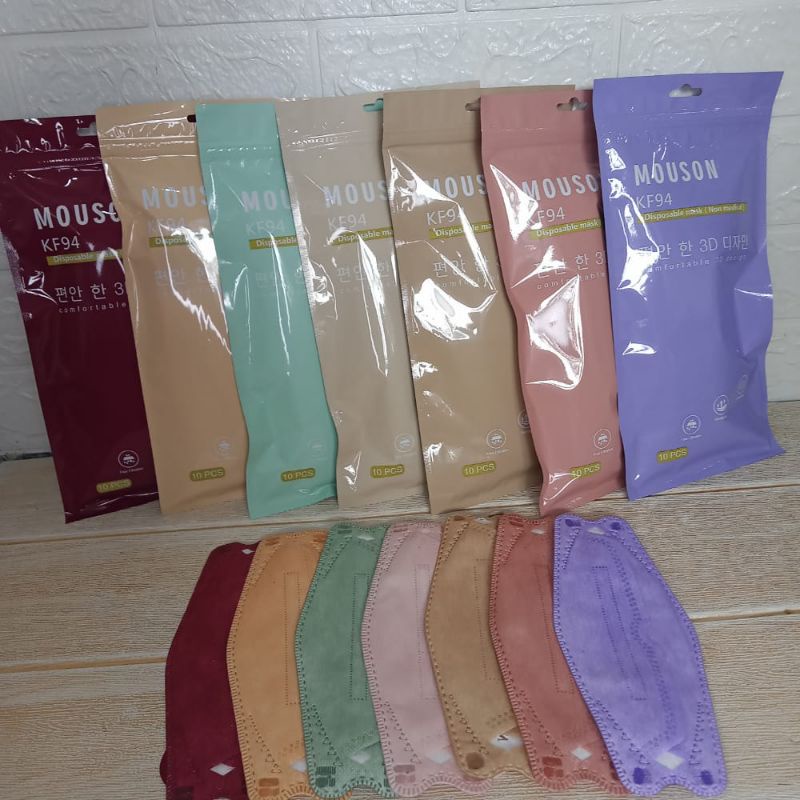 Masker KF94 Mouson 10Pcs Original Warna Warni 4 Ply