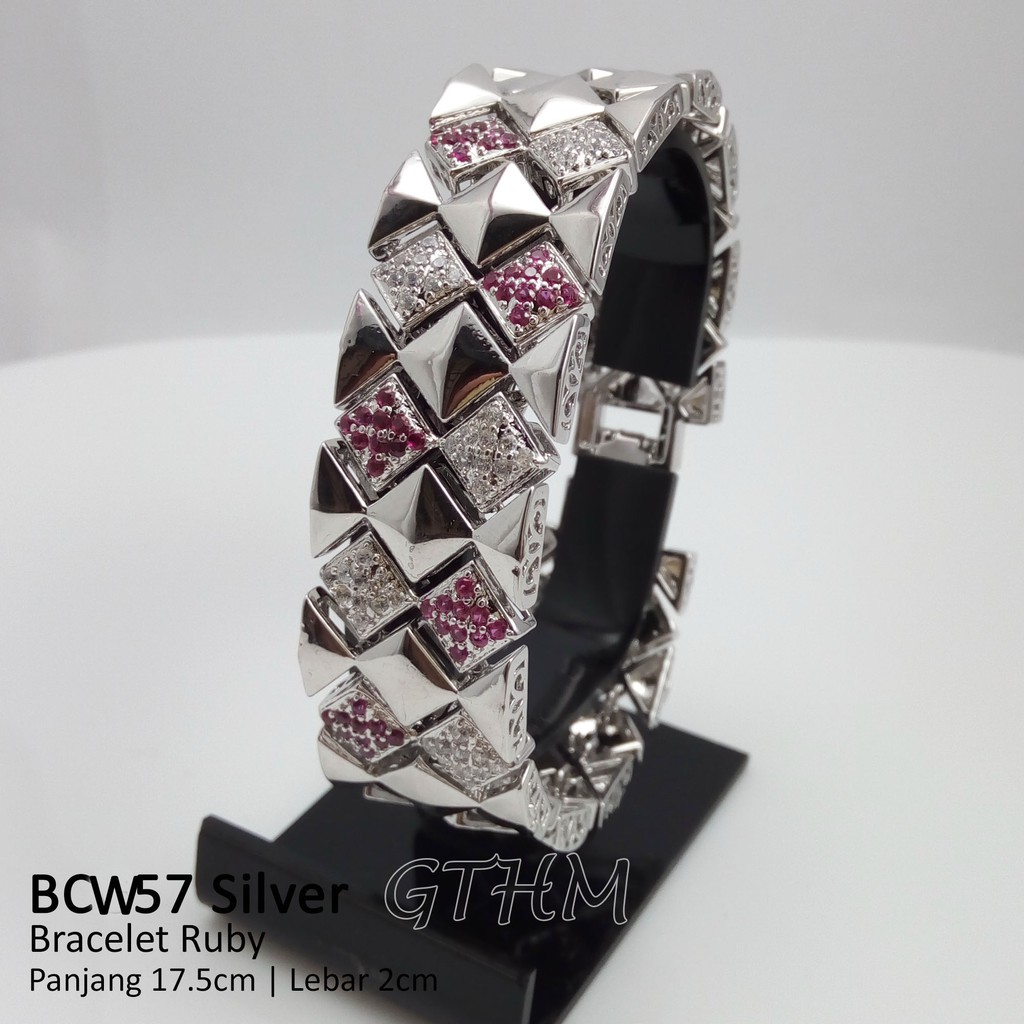 gelang tangan wanita ruby diamond plat rante tebal bagus untuk pesta dan acara xuping lapis emas 18k