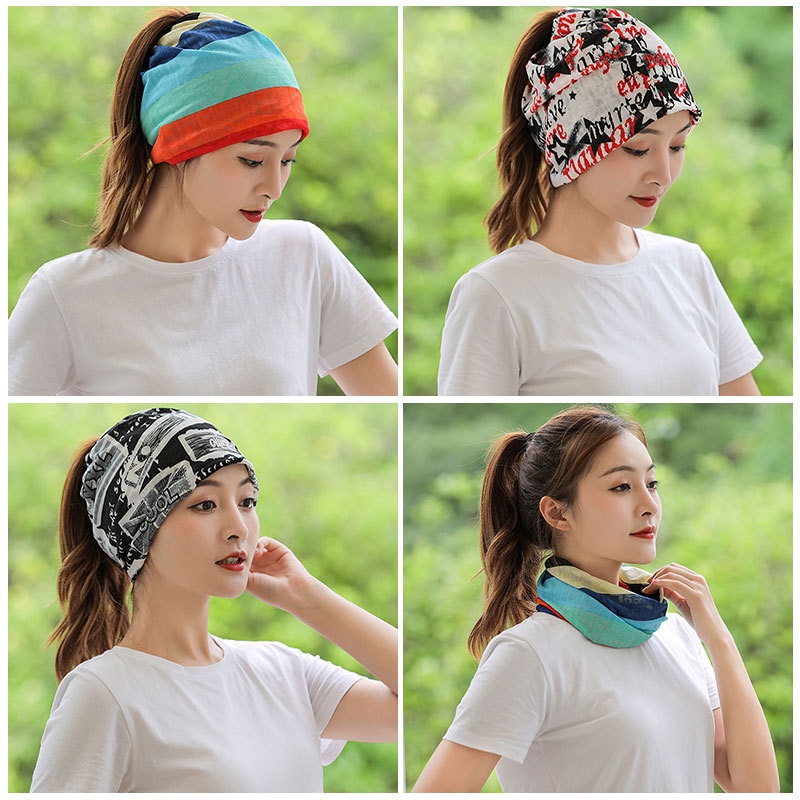 Outdoor Sunscreen Print Bandana / Multi fungsi Korea Silk Scarf Satin Syal / Bandana Korea Fashion/ Twilly Bag / Ikat Rambut Korea Scarf Leher