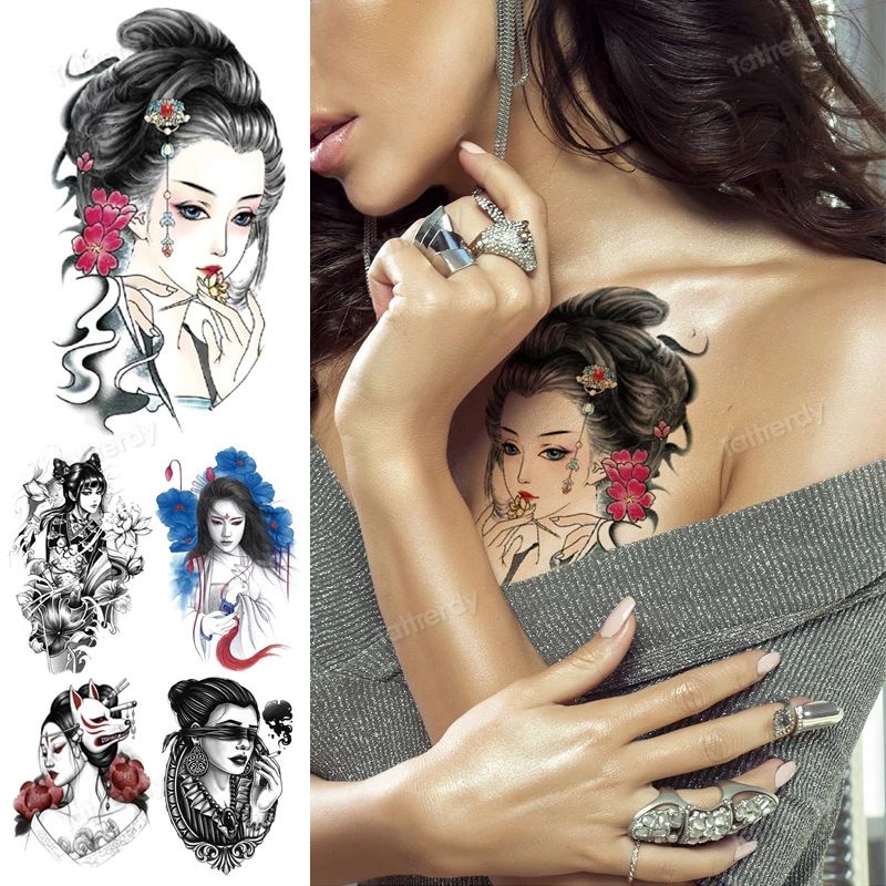 Tato Temporer Tatto Temporarry Tahan air Anti Air Tahan lama TBS Ukiyo geisha - tato Punggung Dada W