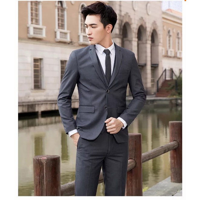 SETELAN BLAZER PRIA SLIMFIT 5IN1 - JAS SETELAN SEMI FORMAL MORGAN FULL GREY SUIT STYLE ORIGINAL NIKAYU CLASSIC STYLE BAHAN HIGH TWIST PREMIUM