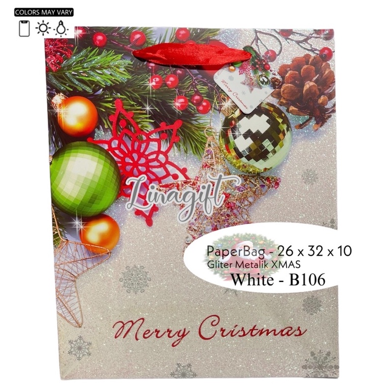 PAPERBAG NATAL - KANTONG PAPER BAG KERTAS HADIAH KADO XMAS / TAS JINJING MERRY CHRISTMAS MERAH / RED