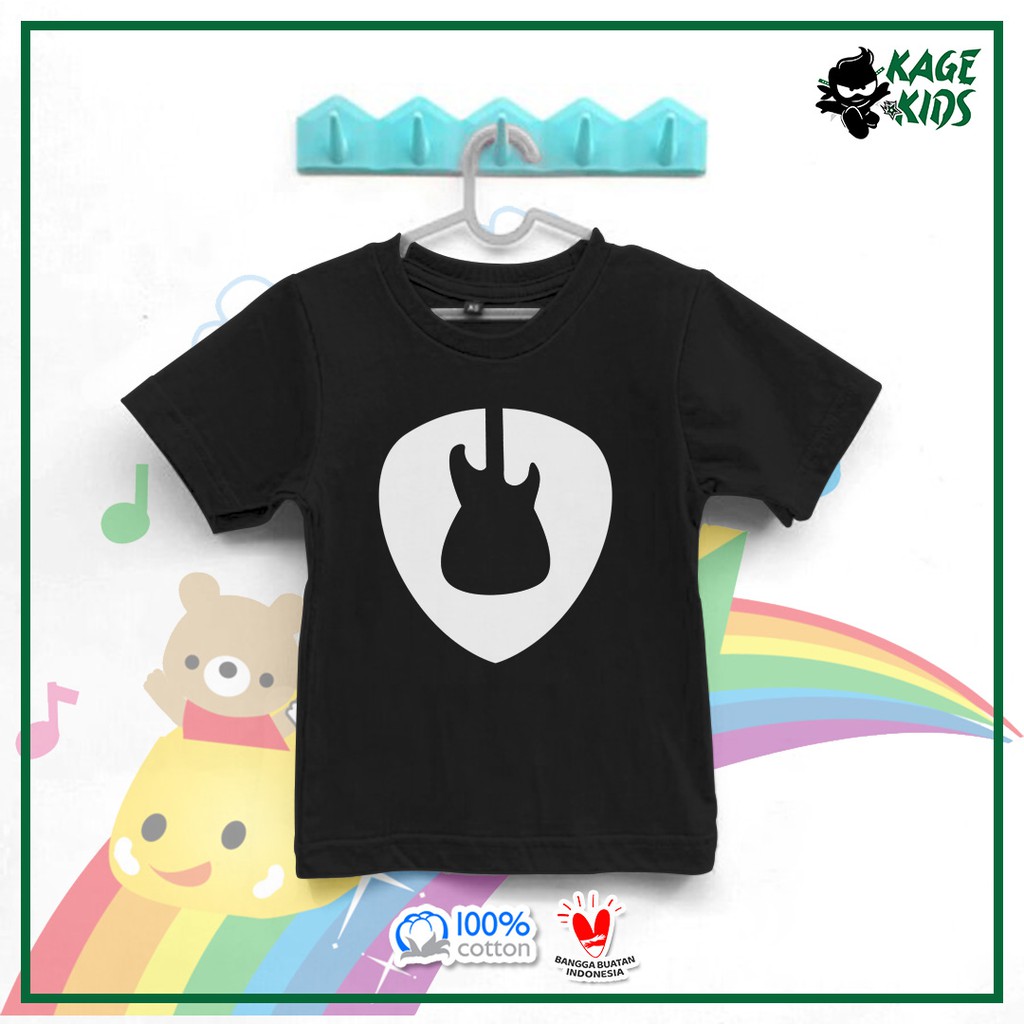 Baju / Kaos Distro Anak PICK GITAR Laki Laki dan Perempuan / Baju Anak Motif Gitar