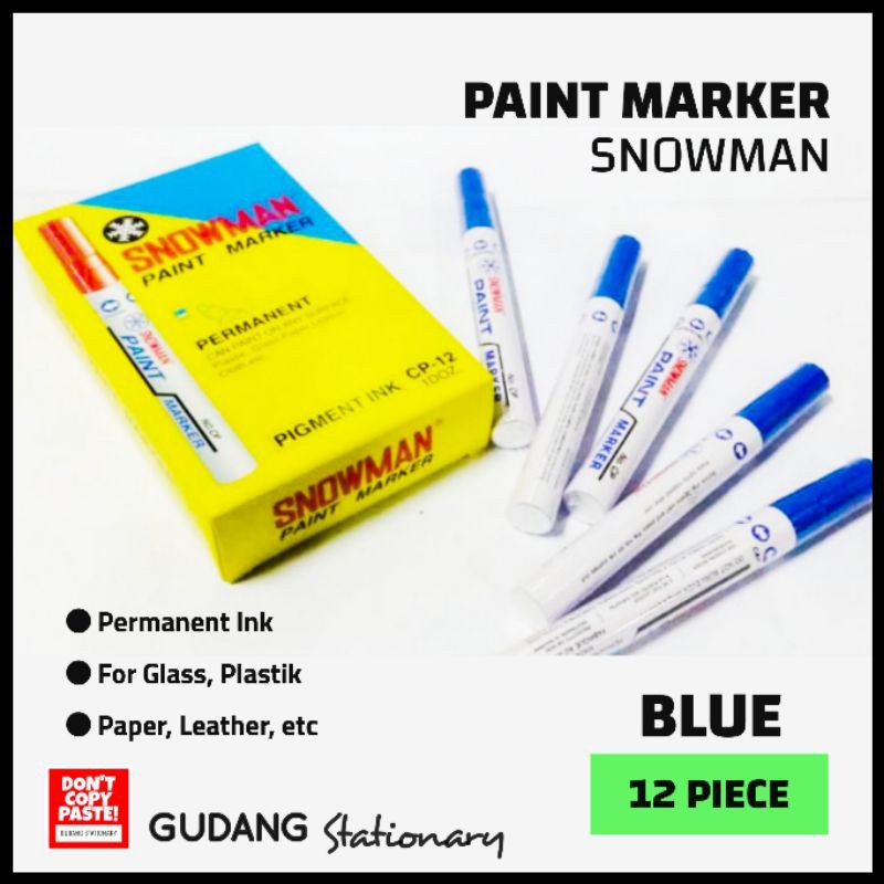 

Spidol Permanent Paint Marker Snowman Biru (isi 12 pcs)