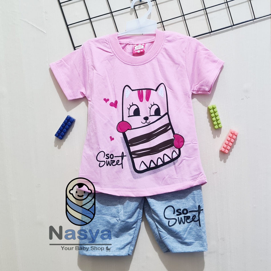 [RS-010] Setelan Baju, Anak perempuan usia 3 bulan - 2 tahun  motif KEREN