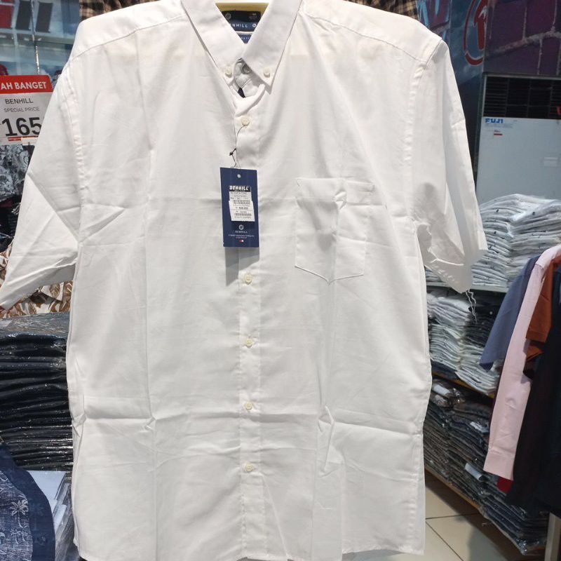 KEMEJA BENHILL PUTIH LENGAN PENDEK