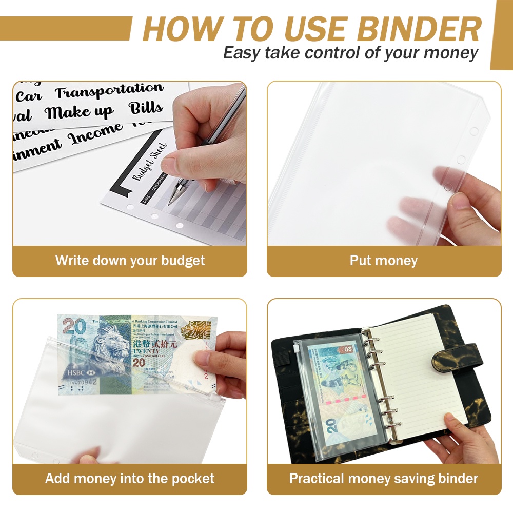 Binder Polos Buku Catatan A6 Notebook Binder Zipper Tas Binder Catatan Keuangan Harian Buku Diary Loose Leaf Notebook