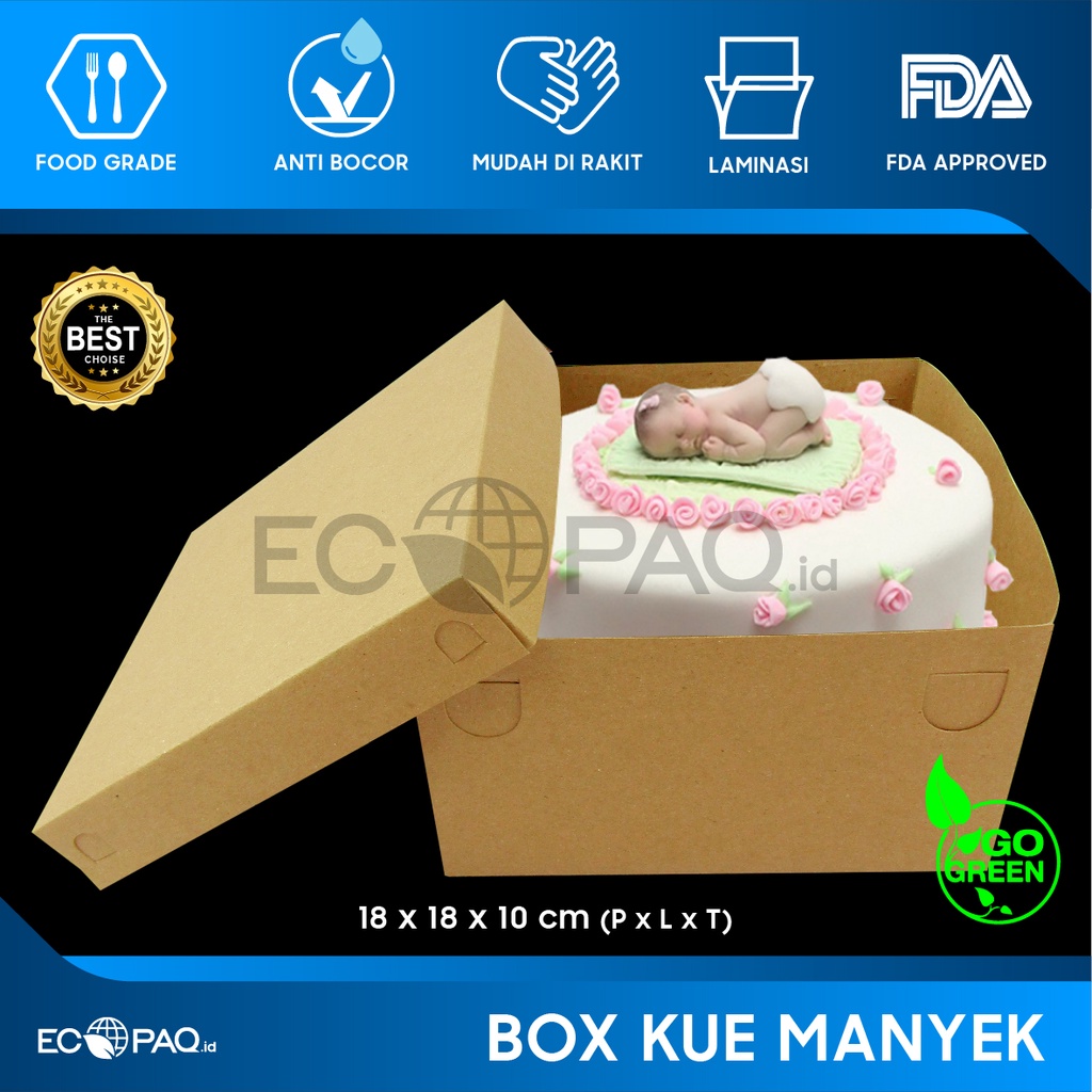 Jual Box Kue Cake Box Kotak Kue Dus Kue Manyek X X Cm Coklat Pcs Shopee