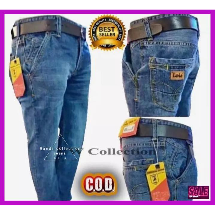 SNAEJCELANA- CELANA JEANS PANJANG PRIA/ CELANA LOIS PRIA ORIGINAL STANDARD REGULLER - 28, BIRU MUDA