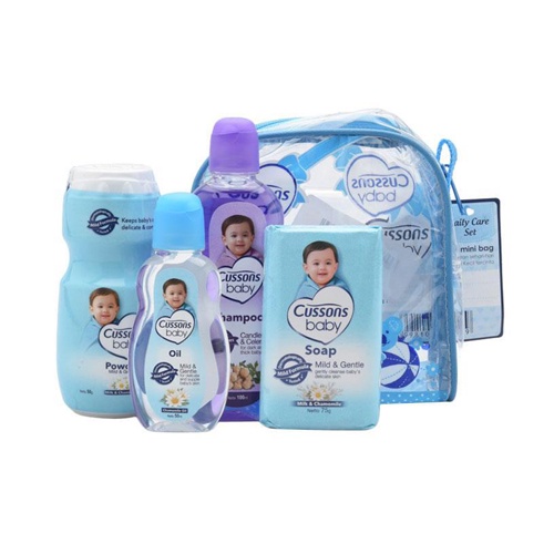 1 Set Cussons Baby Mini Bag Perlengkapan Mandi Bayi 4in1-1