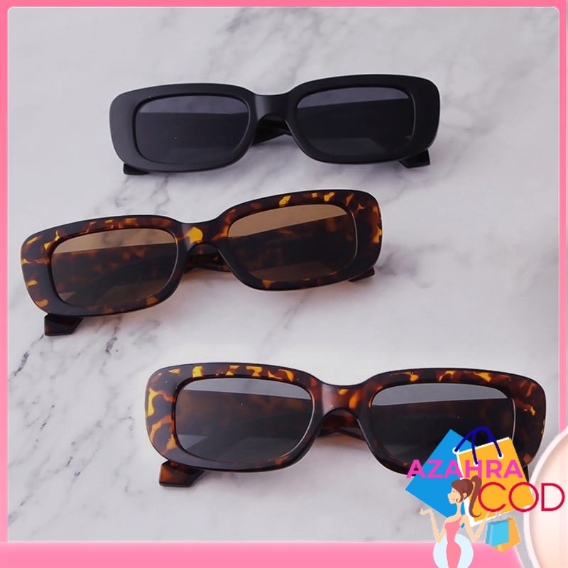 AZAHRA Kacamata Hitam Murah pelindung UV INS Korea Kacamata fashion Hitam Retro Gaya Sunglasses Women