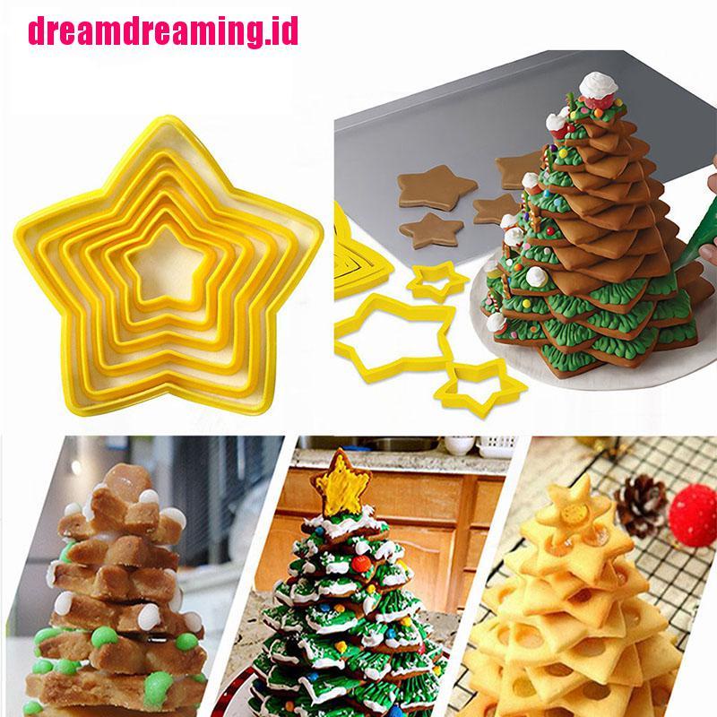 (dreamdreaming.id) 6pcs / set Cetakan Kue / Biskuit Bentuk Pohon Natal / Bintang