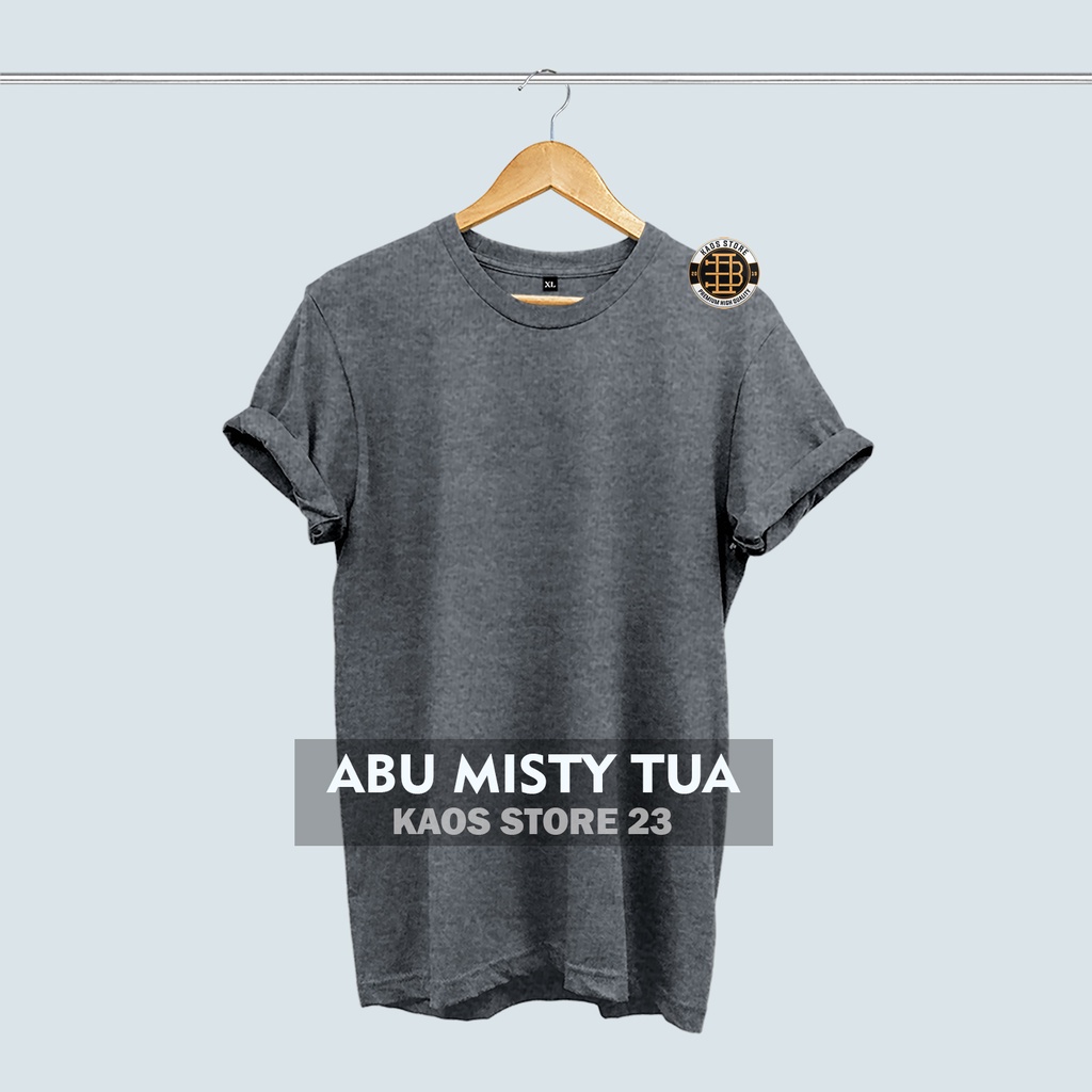 KAOS POLOS PRIA COTTON COMBED 30S-Abu misty tua