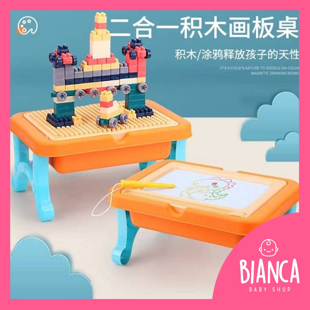 BIANCA - Meja Lego + Papan Magnet 2 in 1