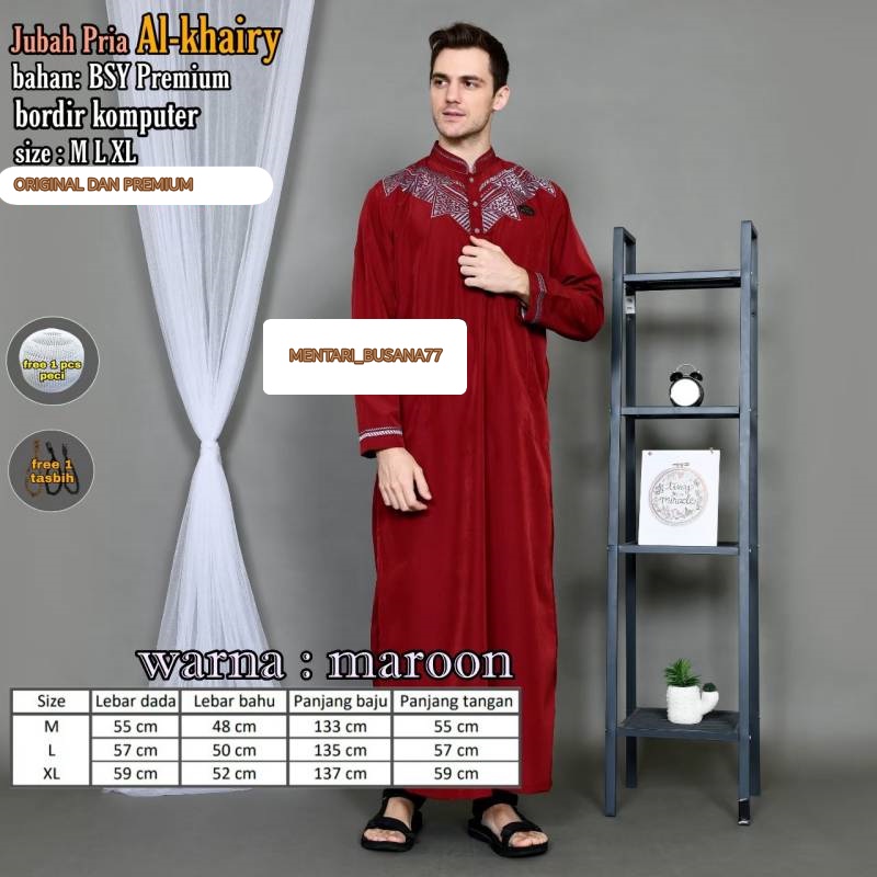 Baju Jubah Gamis Pria Terlaris AL-KHAIRY / Gamis Pria Modern Lengan Panjang / Jubah Pria Premium / J