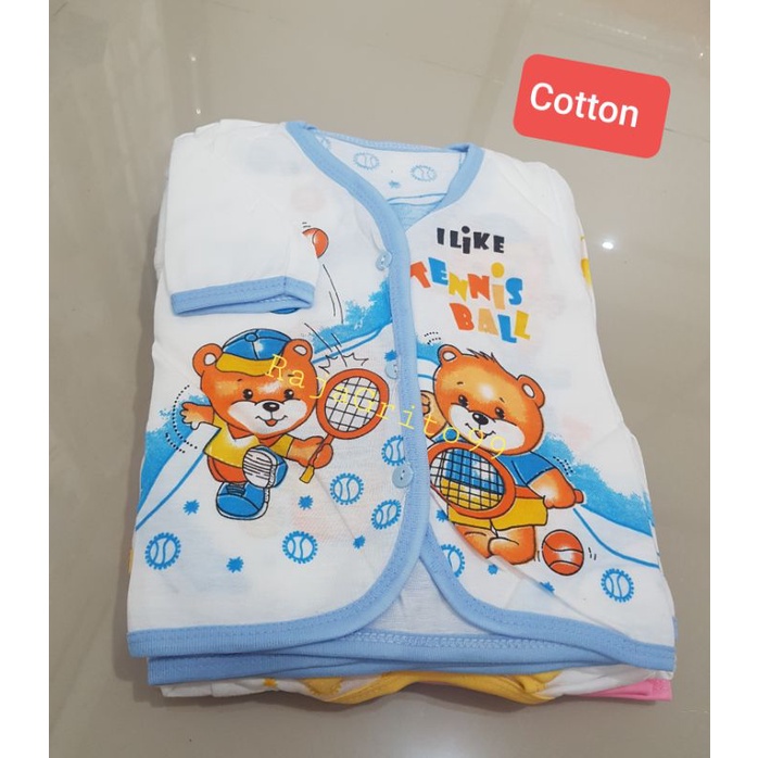 Baju Bayi Lengan Panjang KATUN isi 1 Lusin / Baju Atasan Bayi Putih Sablon / Baju Panjang Baby, Bahan Katun TC Newborn