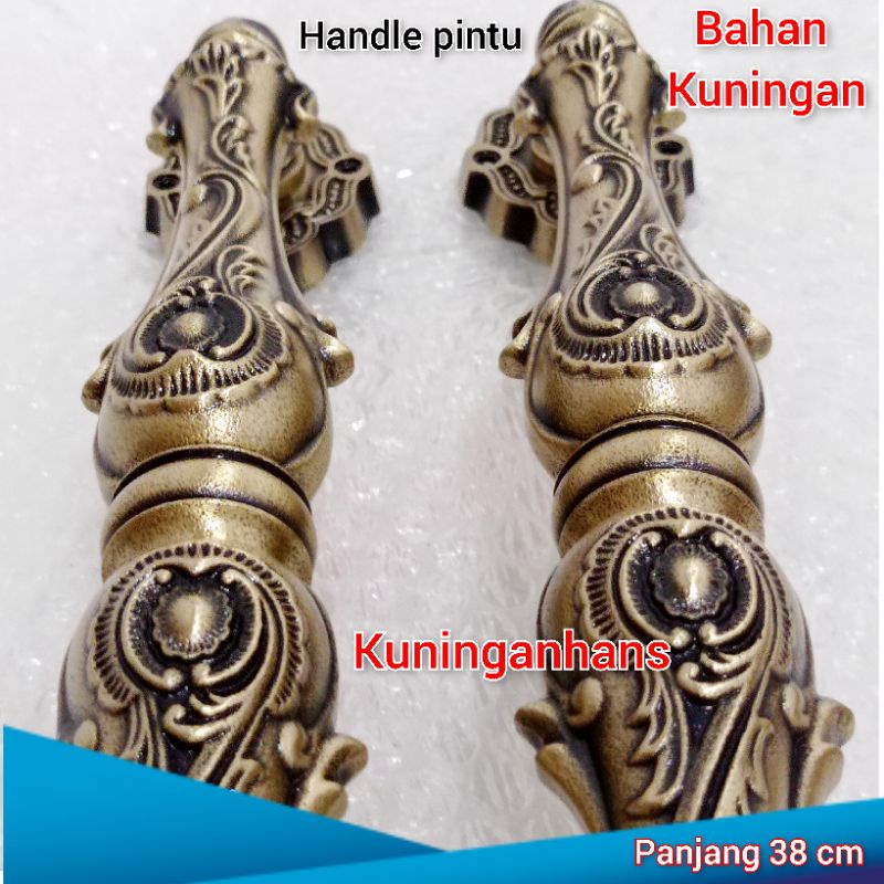 terbaru handle pintu rumah 2 pintu mewah kuningan antik / gagang pintu rumah antik