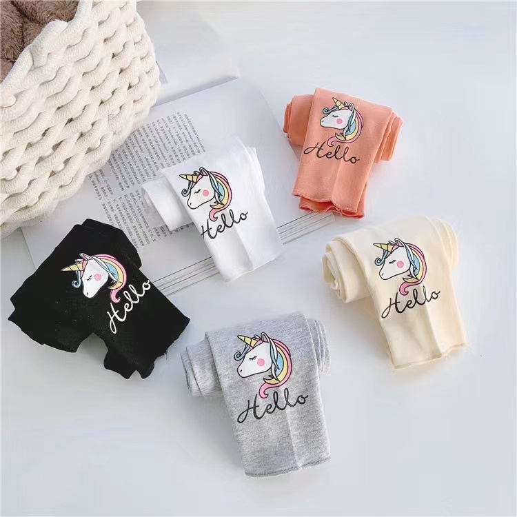 Legging Anak Perempuan Impor Motif Unicorn Hello/Celana Panjang Impor Cotton Premium