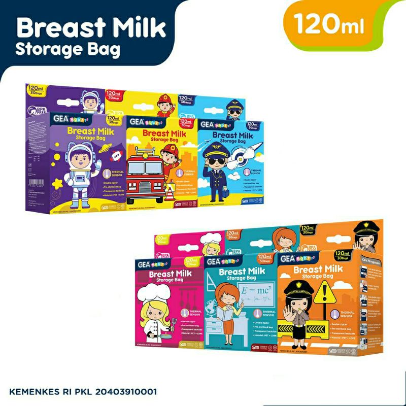 Kantong Asi Gea Baby Plastik Asip 120 Breastmilk Storage Bag 120ml isi 30pcs / Tempat Asi Plastik 120ml / GEA Kantong Asi Gea Breast Milk Storage Box / Milk Storage box GEA