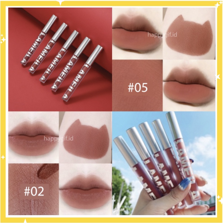 LAMEILA Matte Lipstick 2028 Liquid Korean Lipstik Lip Glaze Korean Lip Cream Lip Gloss Waterproof LA055