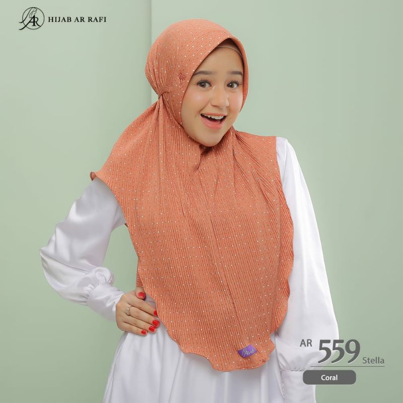 Terbaru hijab jilbab kerudung pliskit polkadot bergo instan  dewasa ORI ArRafi AR 559  rabbani
