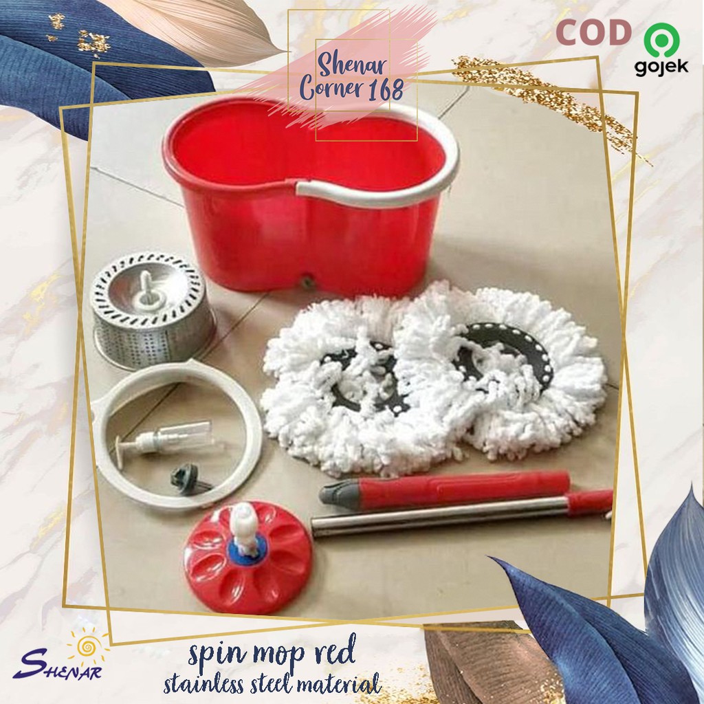 SHENAR , SPIN MOP 360 ALAT PEL STAINLESS STELL / KAIN PEL LANTAI PUTAR