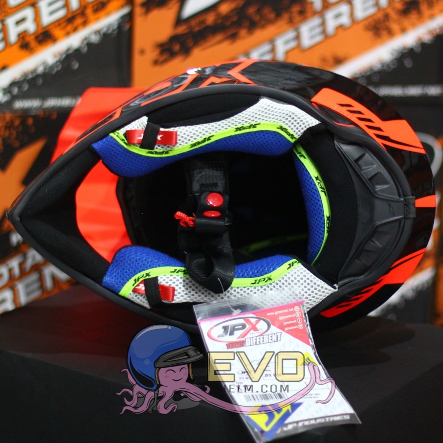 HELM JPX CROSS_FOX1 SERI X12 - FLUO RED GLOSS + GOOGLE SNAIL (ONGKIR 2 KG) JPX X12 ORANGE HELM JPX TERBARU