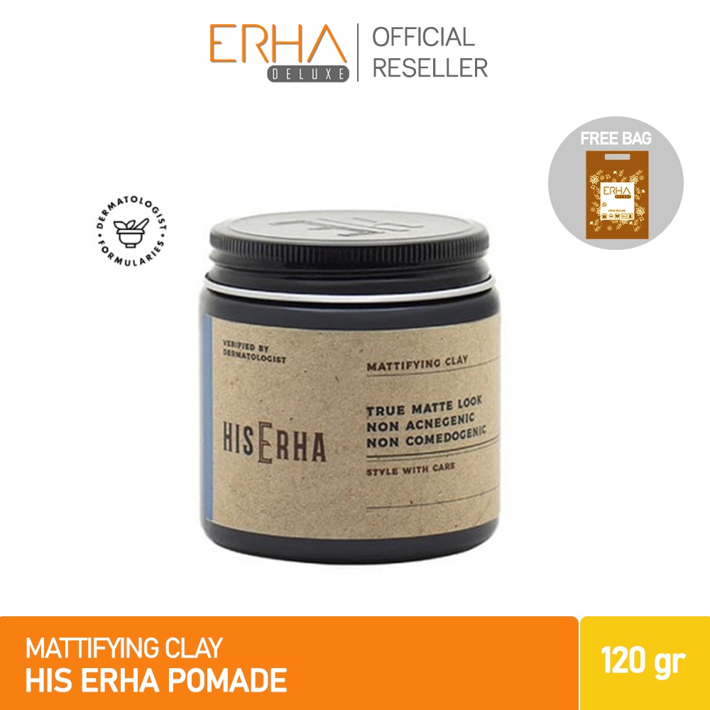 HIS ERHA Pomade Rambut Pria Mattifying Clay 120 gr - Tampilan Stylish &amp; Natural