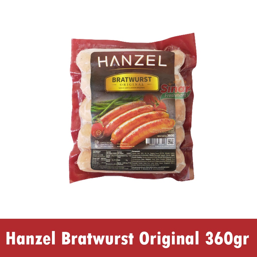 

[SINAR.FRESHMART] HANZEL BRATWURST SOSIS SAPI AYAM ORIGINAL [360gr]