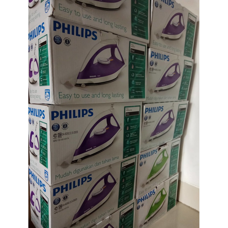 Setrika Strika Philips GC122 GC 122 GREEN &amp; PURPLE GARANSI RESMI 2 TAHUN