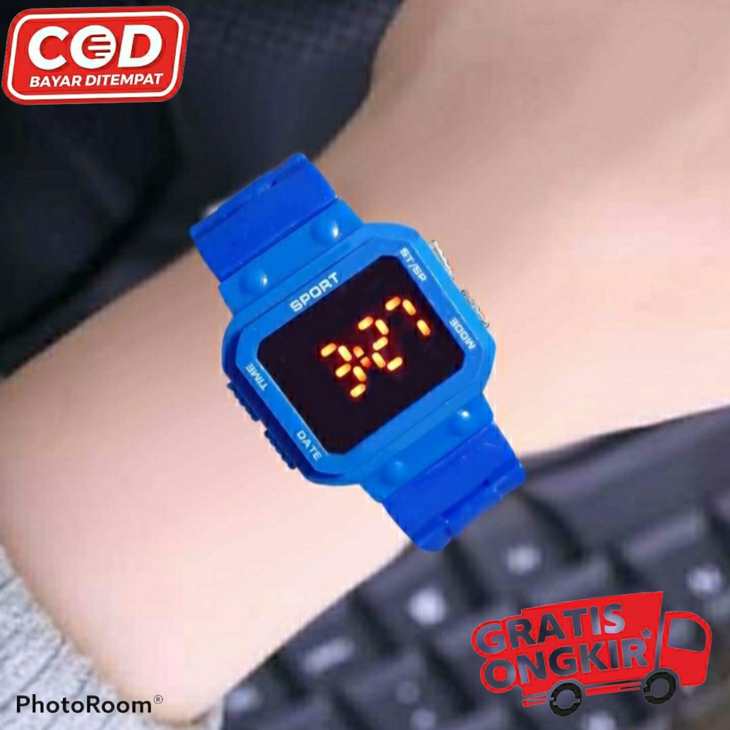 JAM TANGAN DIGITAL KOTAK SIMPLE MURAH BISA UNTUK ANAK REMAJA TALI KARET / BISA COD