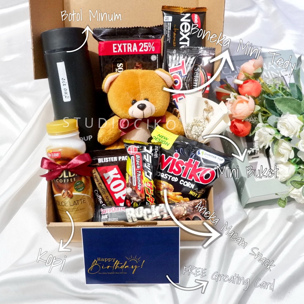 Kado Snack Box Ulang Tahun Cowok Cewek Valentine Hampers Lebaran Black Series