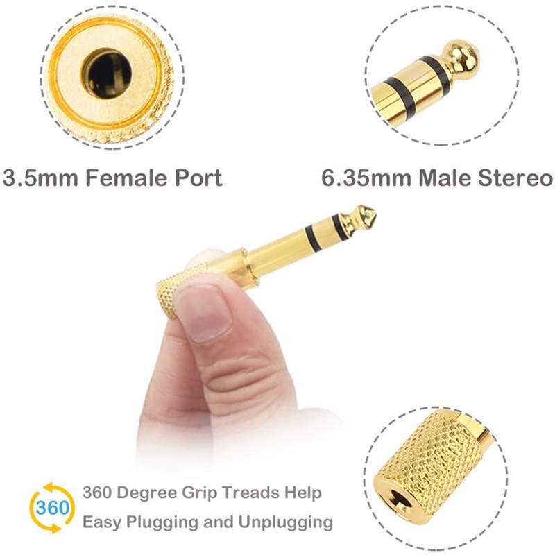 Adaptor 6 35mm 1 4 Inci Male Ke 3 5mm 1 8inci Female Gold 6 Pak Shopee Indonesia