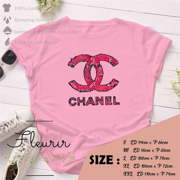 FLEURIR - KAOS CHNL FLOWER WANITA DEWASA LENGAN PENDEK TUMBLR TEE UNISEX