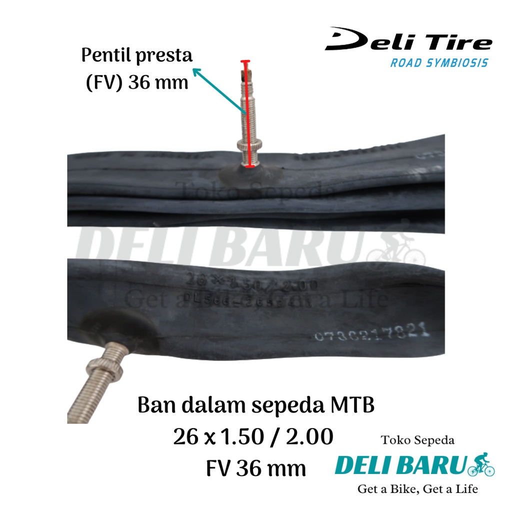 Deli tire Ban dalam 26 x 1.50 / 2.00 pentil presta FV 36 mm sepeda MTB