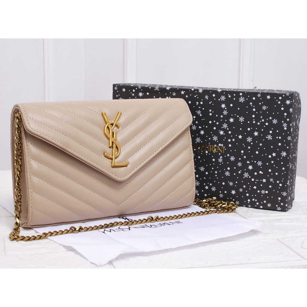 Tas YSL WOC Crossbody Bag Lambskin NUDE