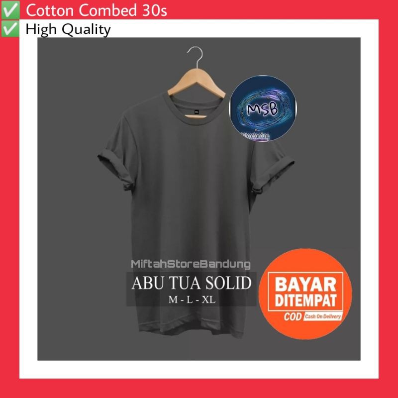 KAOS POLOS PRIA WANITA ONECK UNISEX PREMIUM COMBED 30S ABU TUA SOLID