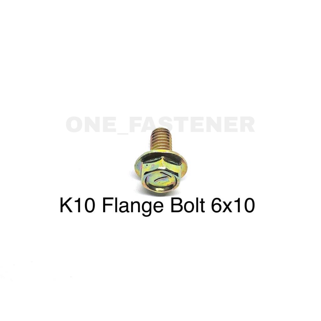 100 Pcs K10 Baut Flange Bolt M6x10 Kuning 1.0 Topi Kunci 10 6mm 1cm FBK